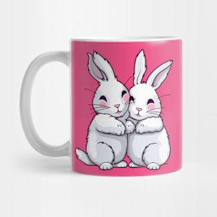 Cuddling White Bunnies Mug